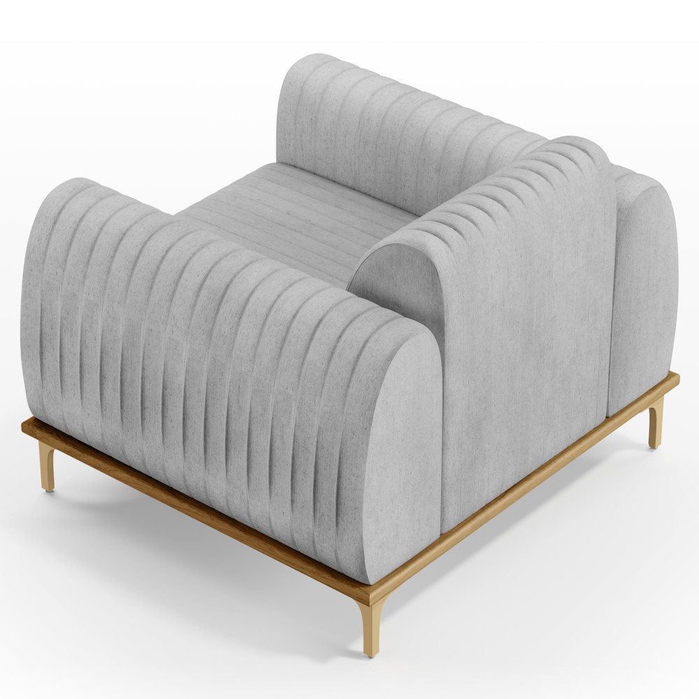 Poltrona Decorativa Base Gold Molino D06 Linho D-315 Cinza  - Mpozenato