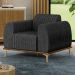 Poltrona Decorativa Base Gold Molino D06 Linho D-465 Chumbo  - Mpozenato