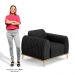 Poltrona Decorativa Base Gold Molino D06 Linho D-465 Chumbo  - Mpozenato