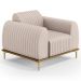 Poltrona Decorativa Base Gold Molino D06 Suede C-309 Bege - Mpozenato