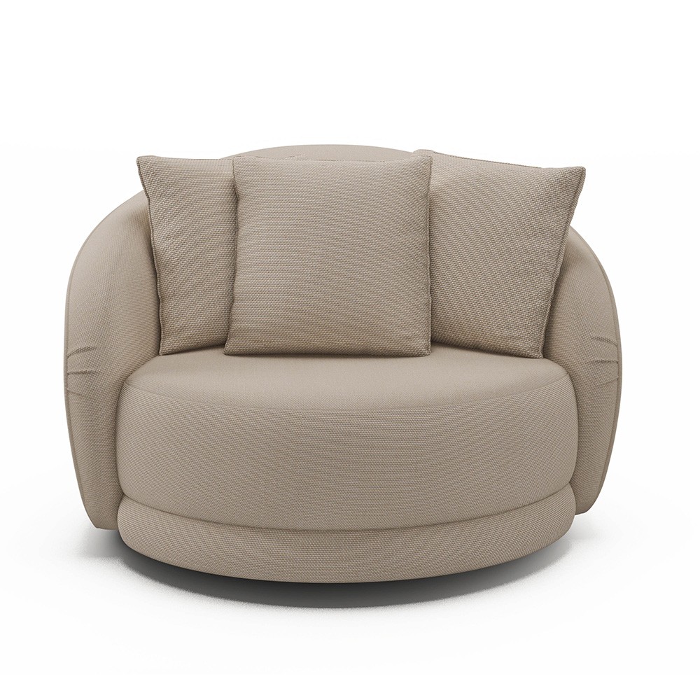 Poltrona Decorativa Giratória para Sala 122cm Kaly M22 Linho Cru - Mpozenato