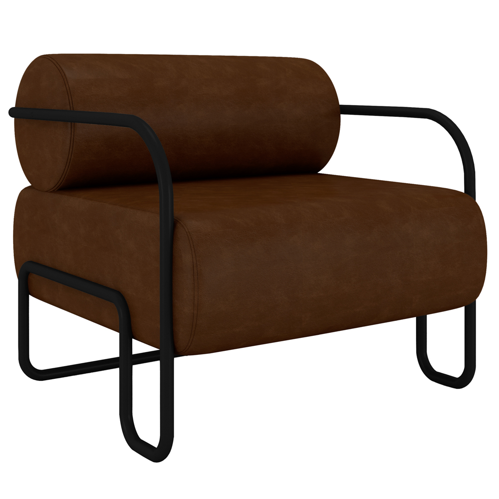 Poltrona Decorativa Industrial Kira Z08 Sintético Marrom Escuro - Mpozenato