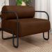 Poltrona Decorativa Industrial Kira Z08 Sintético Marrom Escuro - Mpozenato