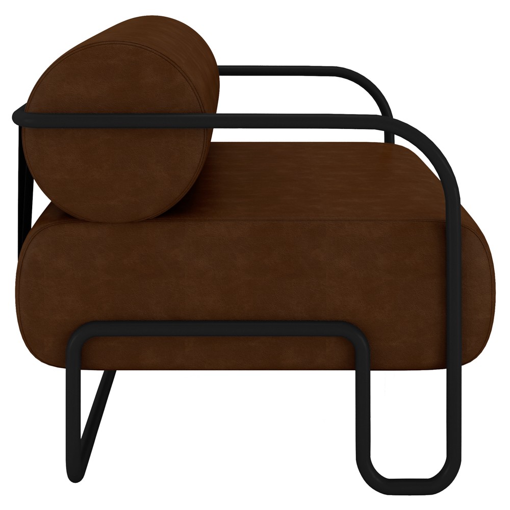 Poltrona Decorativa Industrial Kira Z08 Sintético Marrom Escuro - Mpozenato