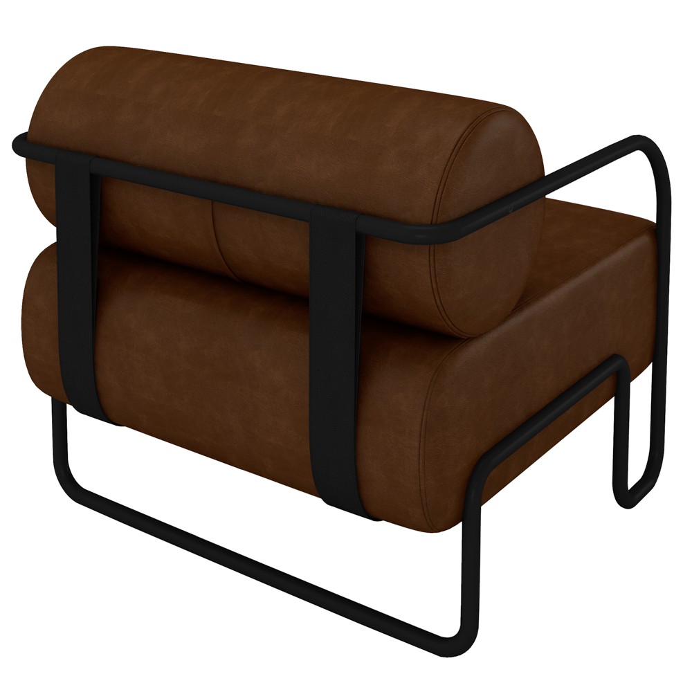 Poltrona Decorativa Industrial Kira Z08 Sintético Marrom Escuro - Mpozenato