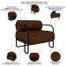 Poltrona Decorativa Industrial Kit 2 Kira Z08 Sintético Marrom Escuro - Mpozenato