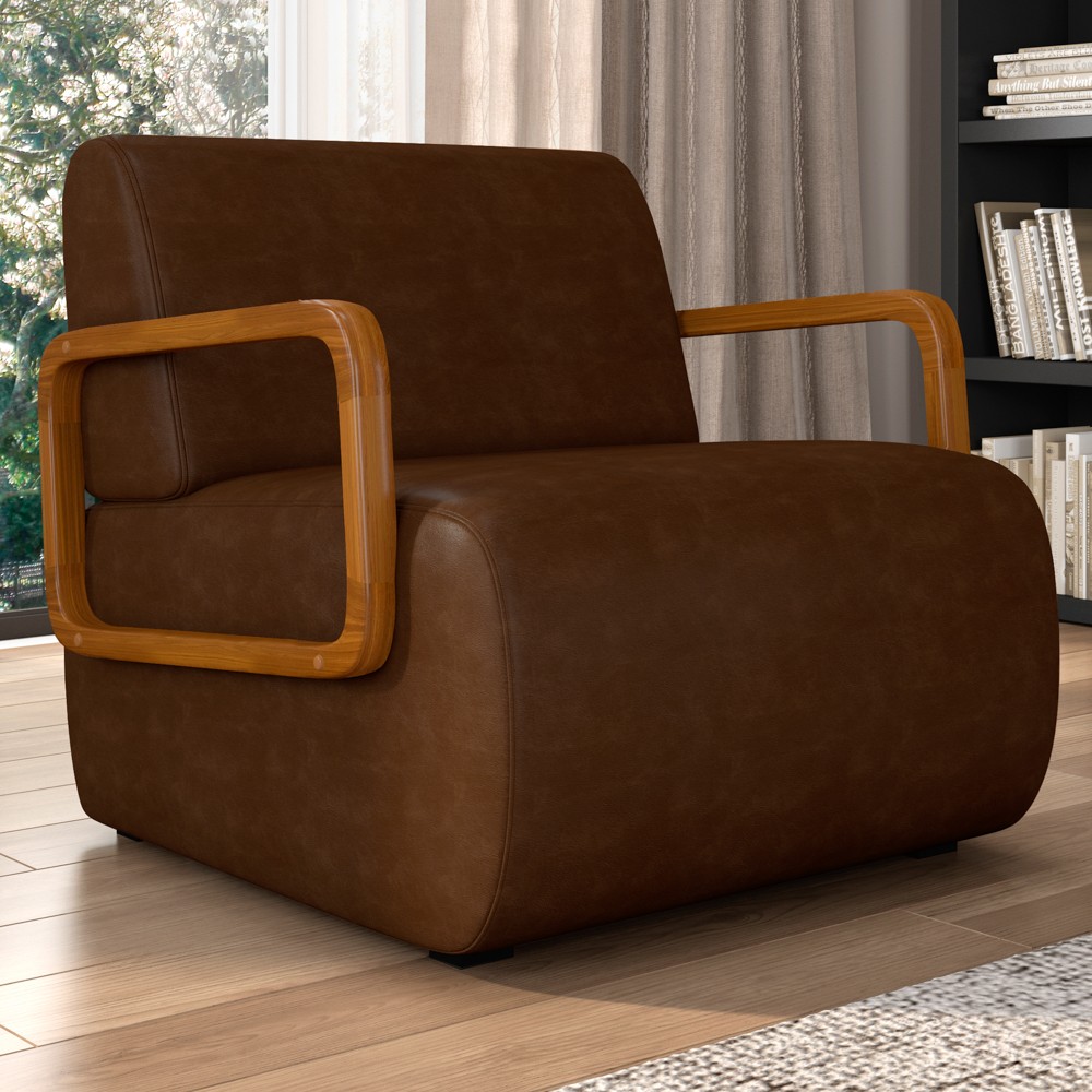 Poltrona Decorativa Orgânica Belarus Z08 Sintético Marrom Escuro - Mpozenato
