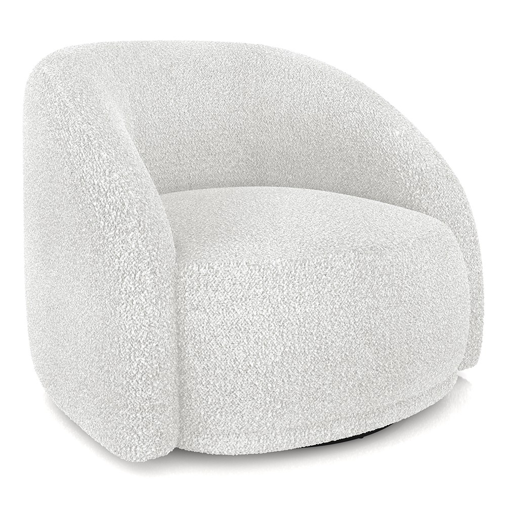 Poltrona Decorativa Orgânica Giratória Kit 2 Lya M22 Boucle Branco - Mpozenato