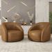 Poltrona Decorativa Orgânica Giratória Kit 2 Lya M22 Sintético Marrom - Mpozenato