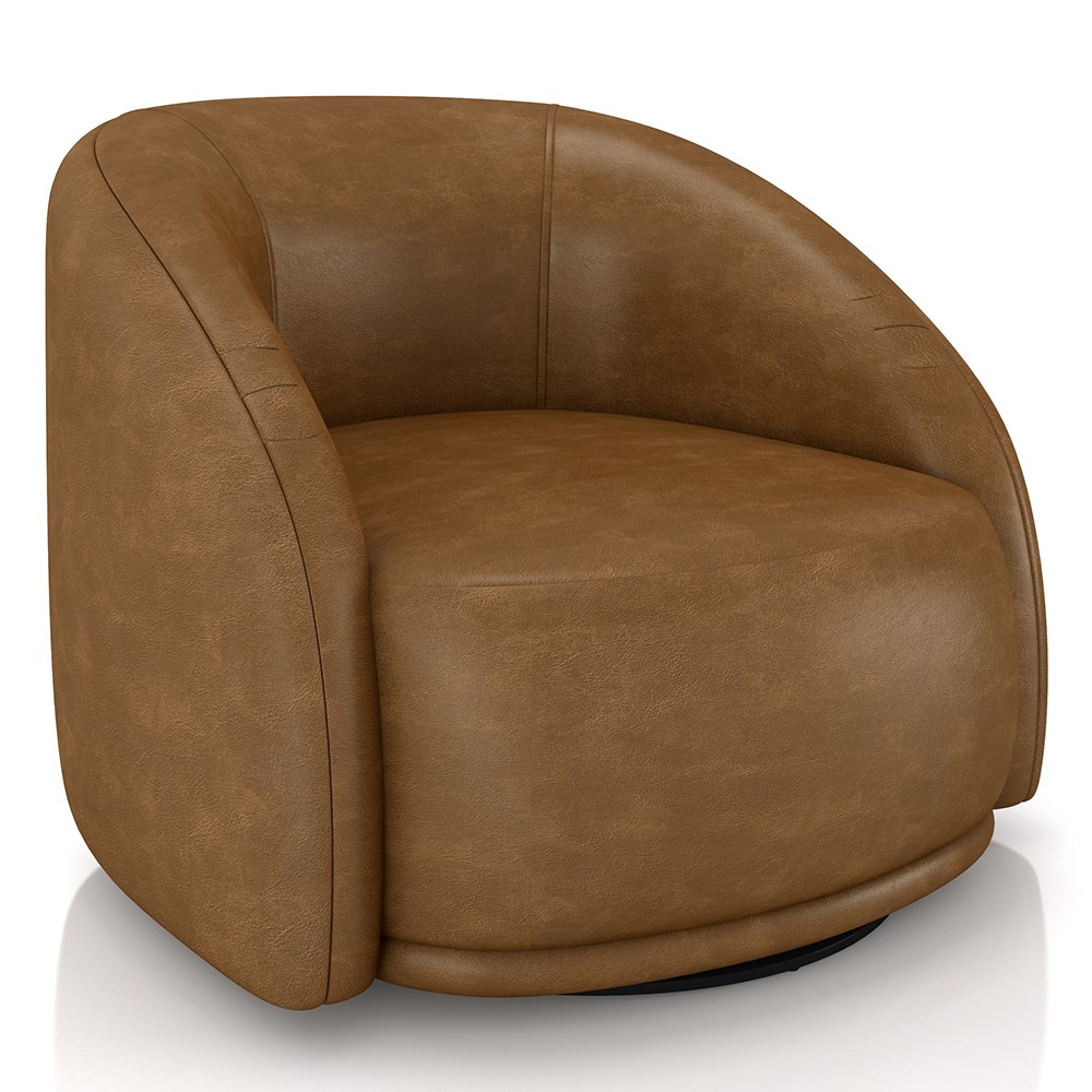 Poltrona Decorativa Orgânica Giratória Kit 2 Lya M22 Sintético Marrom - Mpozenato