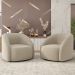 Poltrona Decorativa Orgânica Giratória Kit 2 Lya M22 Suede Bege - Mpozenato
