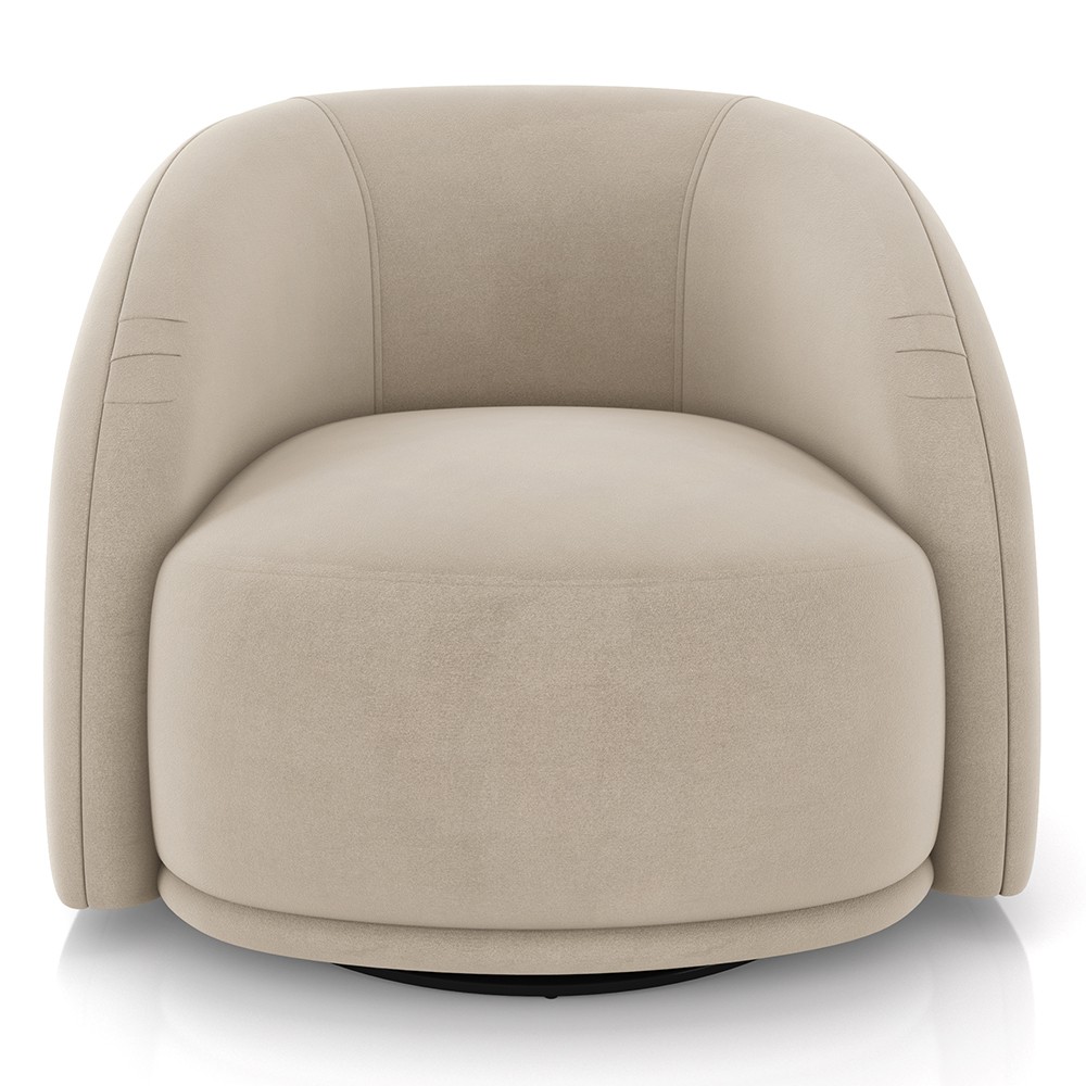 Poltrona Decorativa Orgânica Giratória Kit 2 Lya M22 Suede Bege - Mpozenato