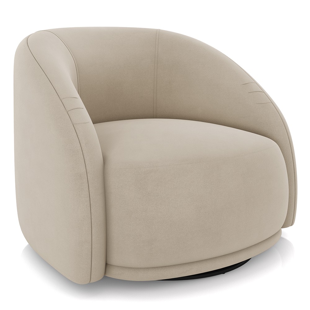 Poltrona Decorativa Orgânica Giratória Kit 2 Lya M22 Suede Bege - Mpozenato