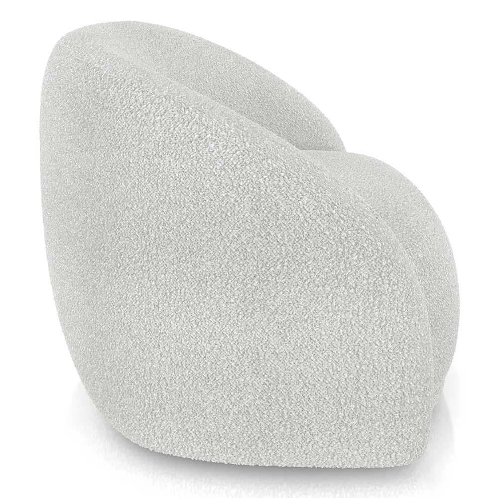 Poltrona Decorativa Orgânica Giratória Lya M22 Boucle Branco - Mpozenato