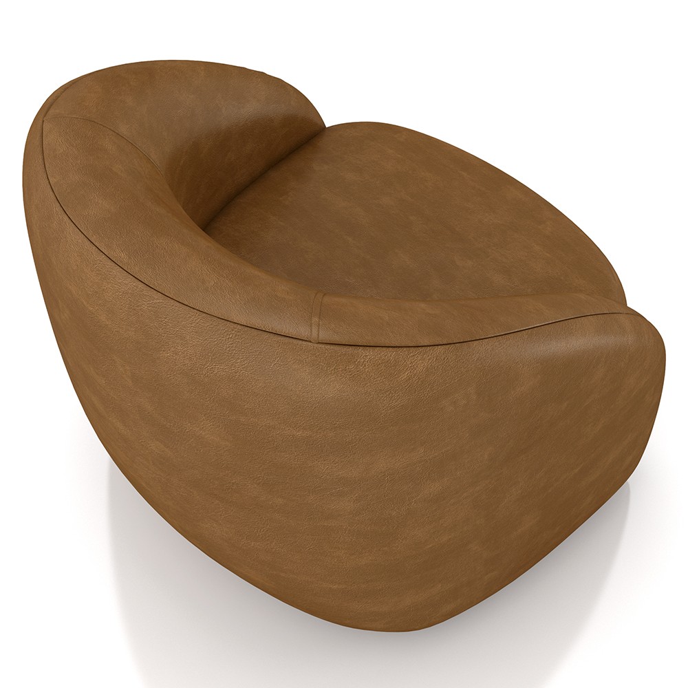 Poltrona Decorativa Orgânica Giratória Lya M22 Sintético Marrom - Mpozenato