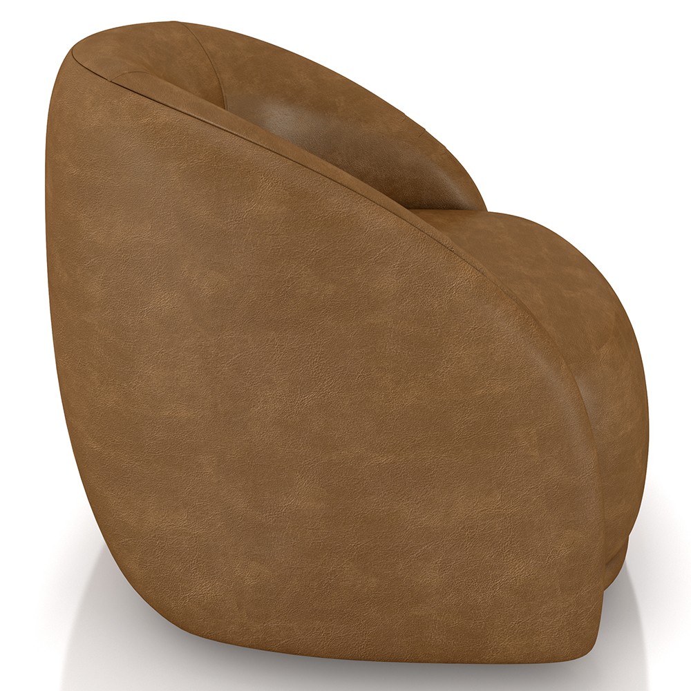 Poltrona Decorativa Orgânica Giratória Lya M22 Sintético Marrom - Mpozenato