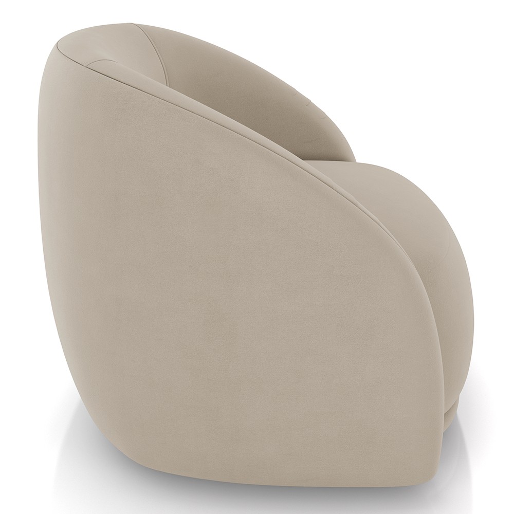 Poltrona Decorativa Orgânica Giratória Lya M22 Suede Bege - Mpozenato
