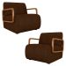 Poltrona Decorativa Orgânica Kit 2 Belarus Z08 Sintético Marrom Escuro - Mpozenato