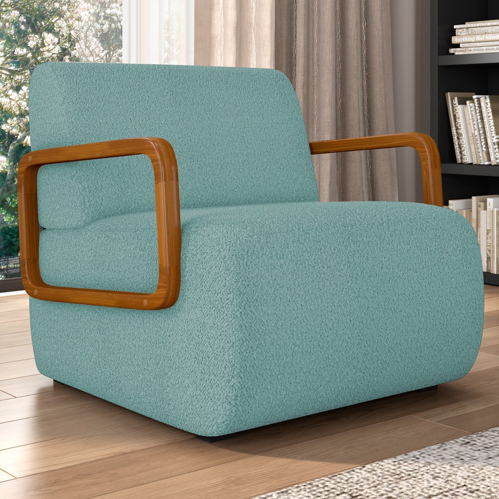 Poltrona Decorativa Orgânica para Sala Belarus Z08 Boucle Azul - Mpozenato
