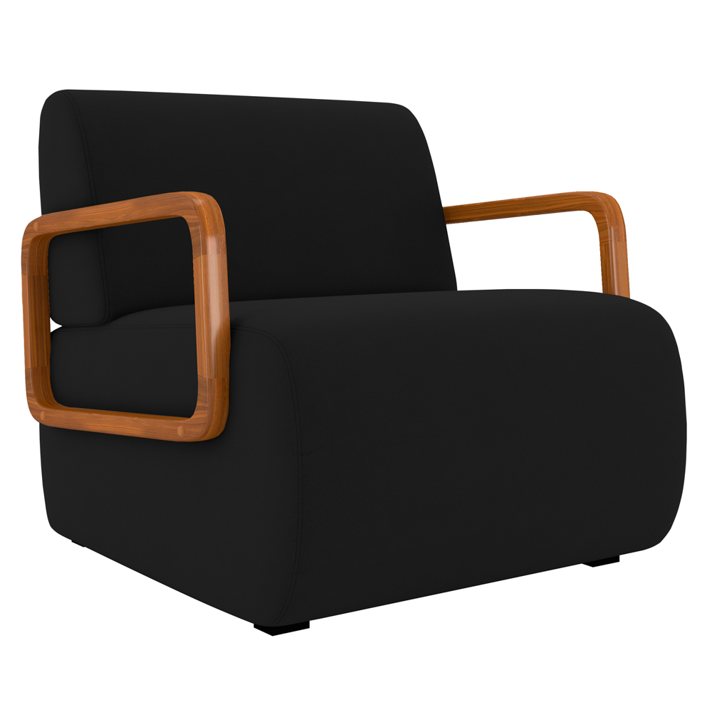 Poltrona Decorativa Orgânica para Sala Belarus Z08 Veludo Preto - Mpozenato