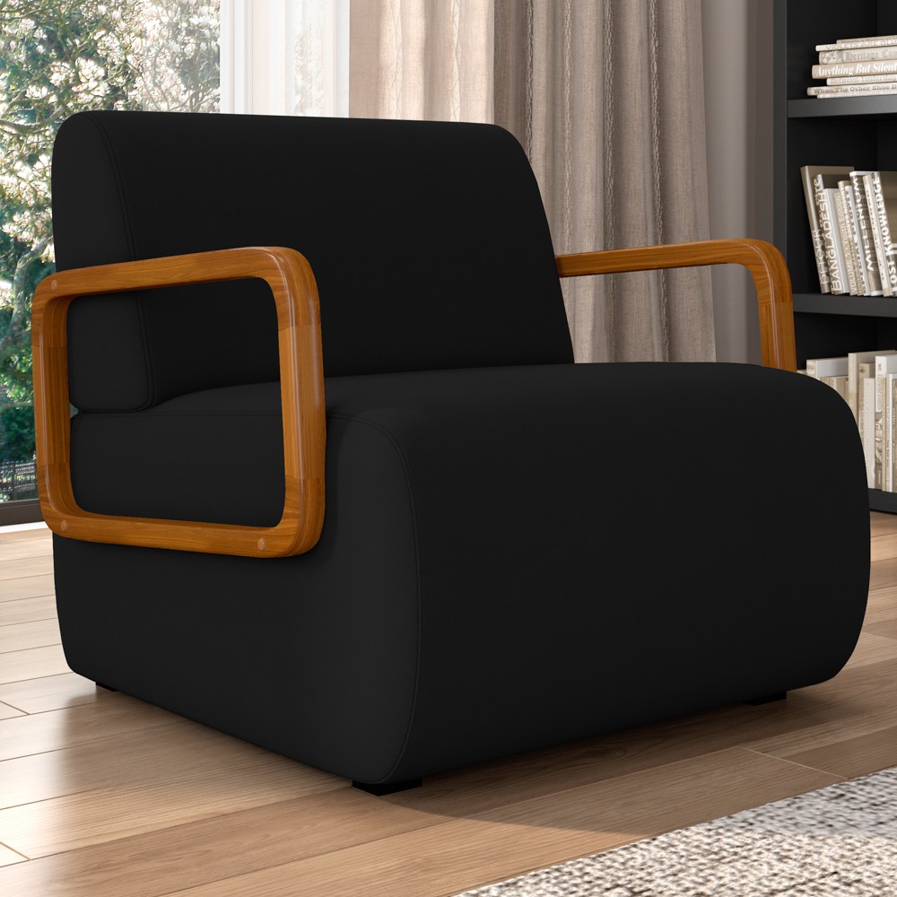 Poltrona Decorativa Orgânica para Sala Belarus Z08 Veludo Preto - Mpozenato
