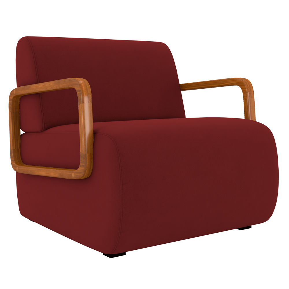 Poltrona Decorativa Orgânica para Sala Belarus Z08 Veludo Vermelho - Mpozenato
