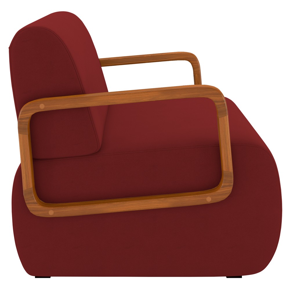 Poltrona Decorativa Orgânica para Sala Belarus Z08 Veludo Vermelho - Mpozenato