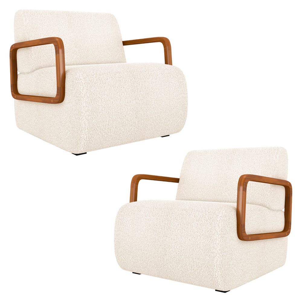 Poltrona Decorativa Orgânica para Sala Kit 2 Belarus Z08 Boucle Bege - Mpozenato