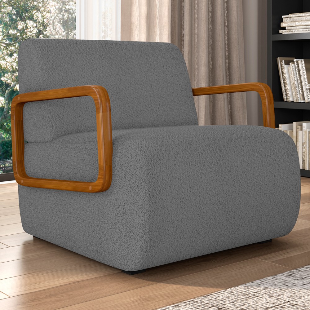 Poltrona Decorativa Orgânica para Sala Kit 2 Belarus Z08 Boucle Cinza - Mpozenato
