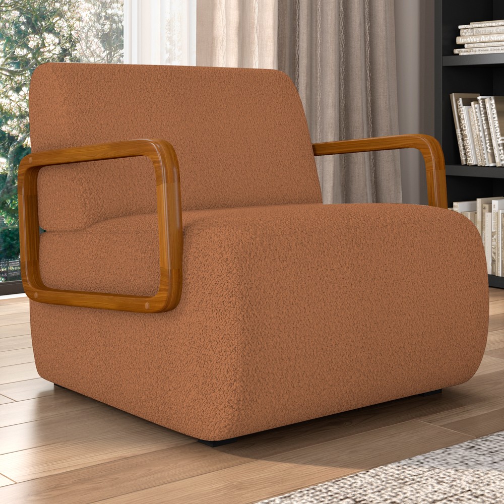 Poltrona Decorativa Orgânica para Sala Kit 2 Belarus Z08 Boucle Terracota - Mpozenato