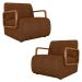Poltrona Decorativa Orgânica para Sala Kit 2 Belarus Z08 Sintético Marrom - Mpozenato