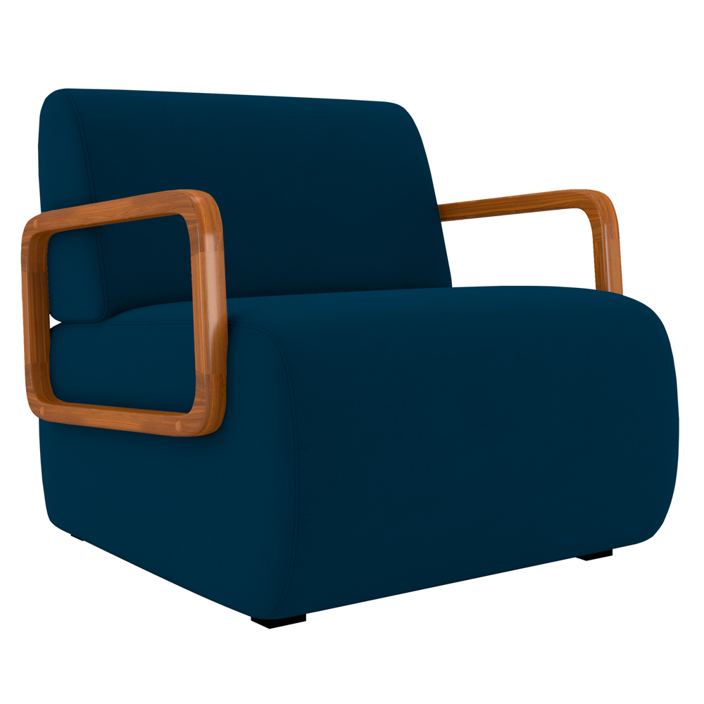Poltrona Decorativa Orgânica para Sala Kit 2 Belarus Z08 Veludo Azul - Mpozenato