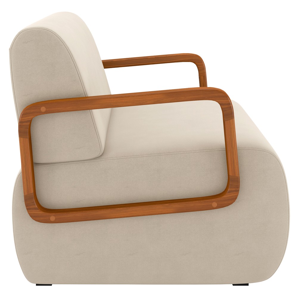 Poltrona Decorativa Orgânica para Sala Kit 2 Belarus Z08 Veludo Bege - Mpozenato