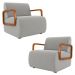 Poltrona Decorativa Orgânica para Sala Kit 2 Belarus Z08 Veludo Cinza - Mpozenato
