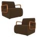 Poltrona Decorativa Orgânica para Sala Kit 2 Belarus Z08 Veludo Marrom - Mpozenato