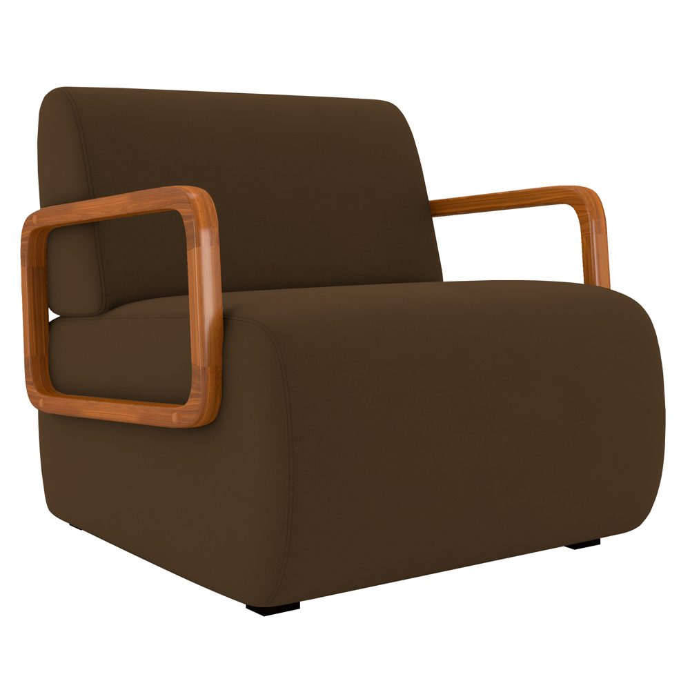 Poltrona Decorativa Orgânica para Sala Kit 2 Belarus Z08 Veludo Marrom - Mpozenato
