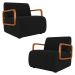 Poltrona Decorativa Orgânica para Sala Kit 2 Belarus Z08 Veludo Preto - Mpozenato