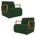 Poltrona Decorativa Orgânica para Sala Kit 2 Belarus Z08 Veludo Verde Musgo - Mpozenato