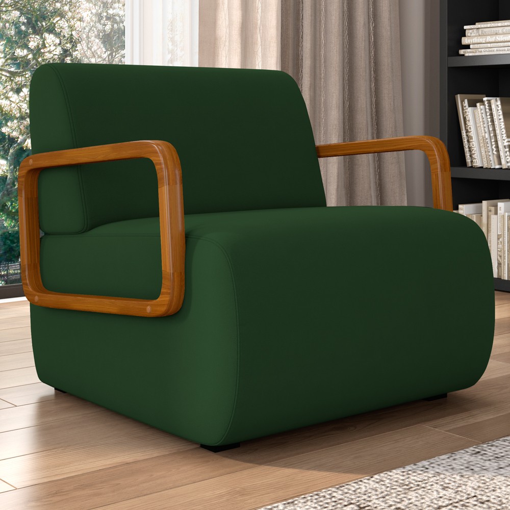 Poltrona Decorativa Orgânica para Sala Kit 2 Belarus Z08 Veludo Verde Musgo - Mpozenato