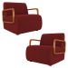 Poltrona Decorativa Orgânica para Sala Kit 2 Belarus Z08 Veludo Vermelho - Mpozenato