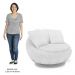Poltrona Decorativa Redonda Giratória com Almofadas Saphire M22 Bouclê Branco - Mpozenato