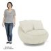 Poltrona Decorativa Redonda Giratória com Almofadas Saphire M22 Boucle Cru - Mpozenato