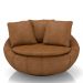 Poltrona Decorativa Redonda Giratória com Almofadas Saphire M22 Sintético Caramelo - Mpozenato