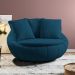 Poltrona Decorativa Redonda Giratória com Almofadas Saphire M22 Veludo Azul - Mpozenato