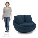 Poltrona Decorativa Redonda Giratória com Almofadas Saphire M22 Veludo Azul - Mpozenato