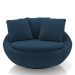 Poltrona Decorativa Redonda Giratória com Almofadas Saphire M22 Veludo Azul - Mpozenato