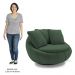 Poltrona Decorativa Redonda Giratória com Almofadas Saphire M22 Veludo Verde - Mpozenato