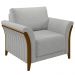 Poltrona Decorativa Sala de Estar 102cm Pés Madeira Roya M22 Linho Cinza - Mpozenato