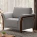 Poltrona Decorativa Sala de Estar 102cm Pés Madeira Roya M22 Linho Cinza - Mpozenato