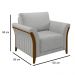 Poltrona Decorativa Sala de Estar 102cm Pés Madeira Roya M22 Linho Cinza - Mpozenato